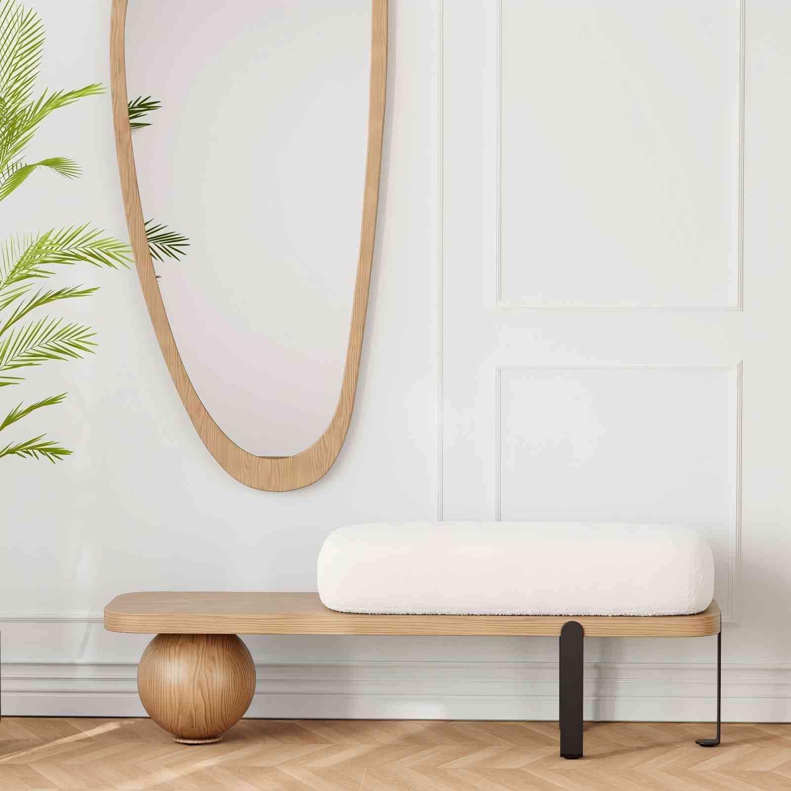 Banc de rangement bois et métal abstrait pour sublimer votre couloir ou votre salon moderne
