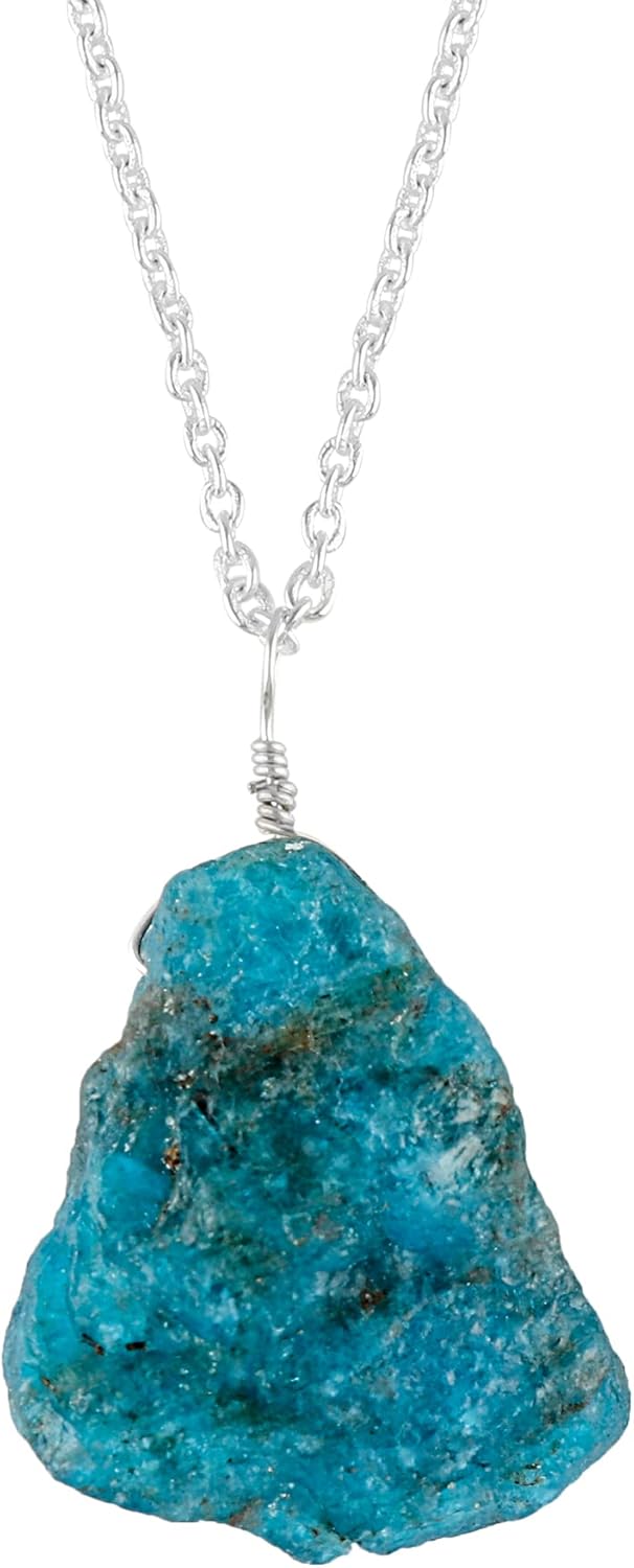 NJCRAFT Raw Gemstone Pendant Necklace for Women |Natural Healing Crystal Rough Pendant 15–25 Carat | Silver Plated Chain 16+2 Inch Adjustable | Gift Jewelry