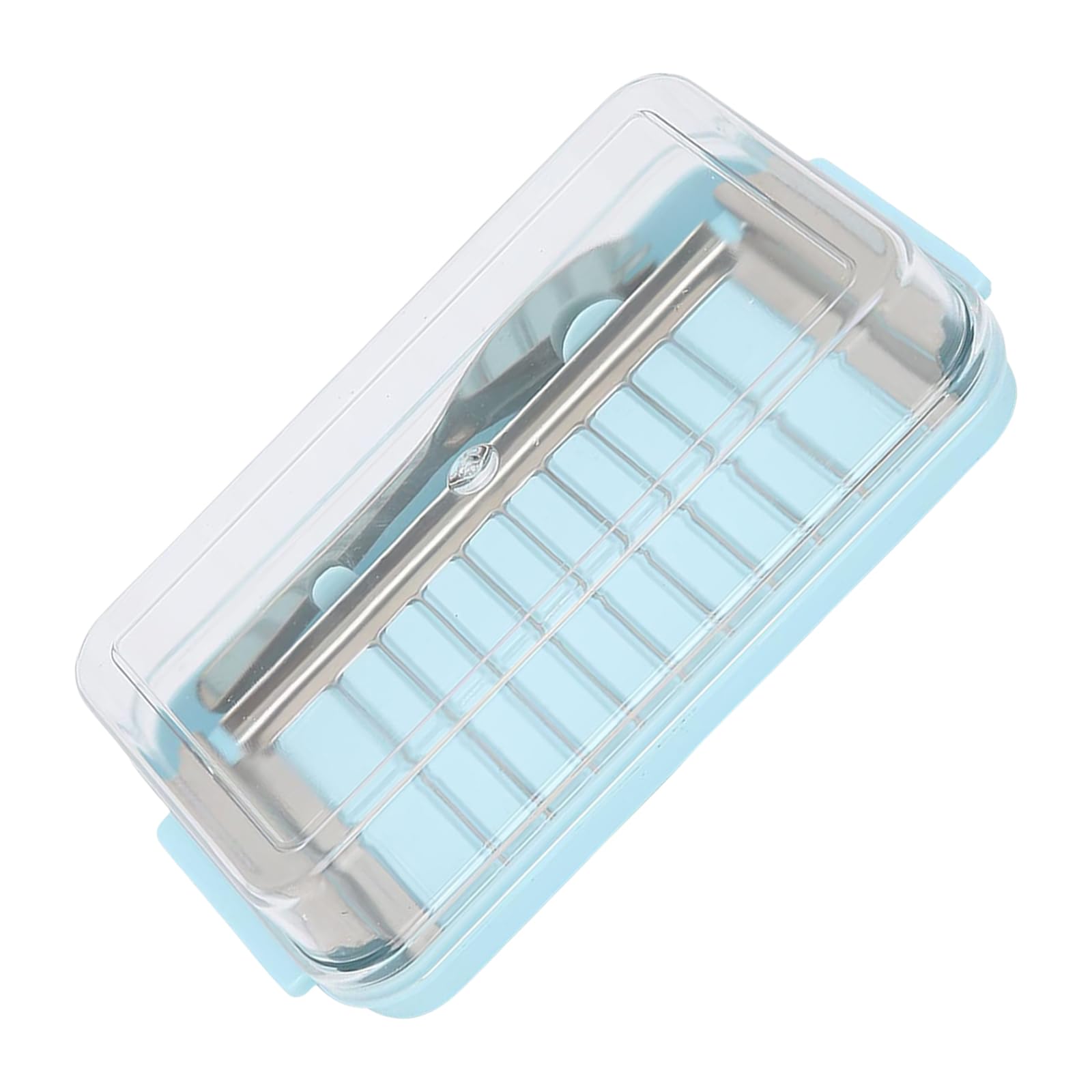 Practical Refrigerator Butter Slicing Container Stainless Steel Cutter Kitchen Storage Dish For Cheese With Clear Lid