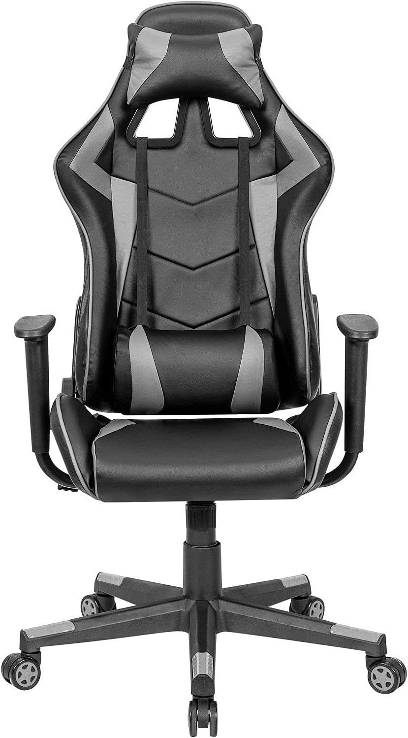 Global Industrial High Back Gaming Chair, Bonded Leather, Black/Gray