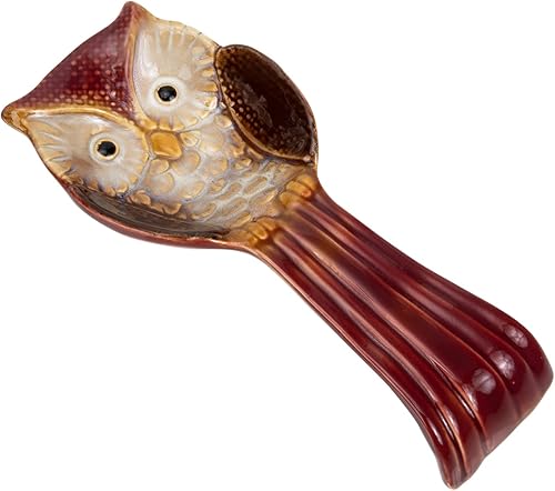 Miniatura 6 de Cuchara creativa de cerámica con diseño de búho de cocina, cuchara de descanso, tenedor, soporte para espátula, decoración de mesa para el hogar y