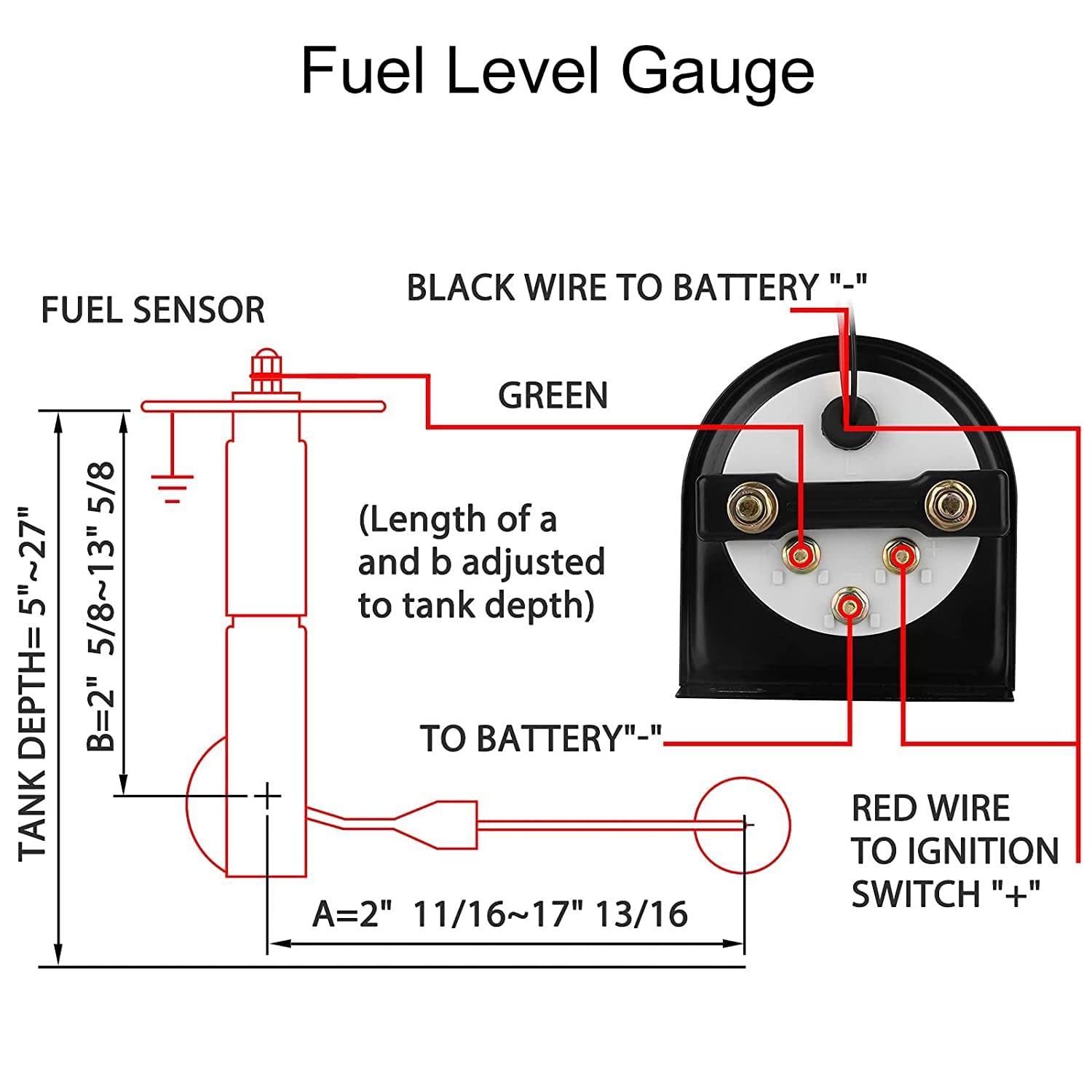 Buy Fuel Level Gauge 2 (52mm) E1/2F Pointer DC 12V Universal Fuel