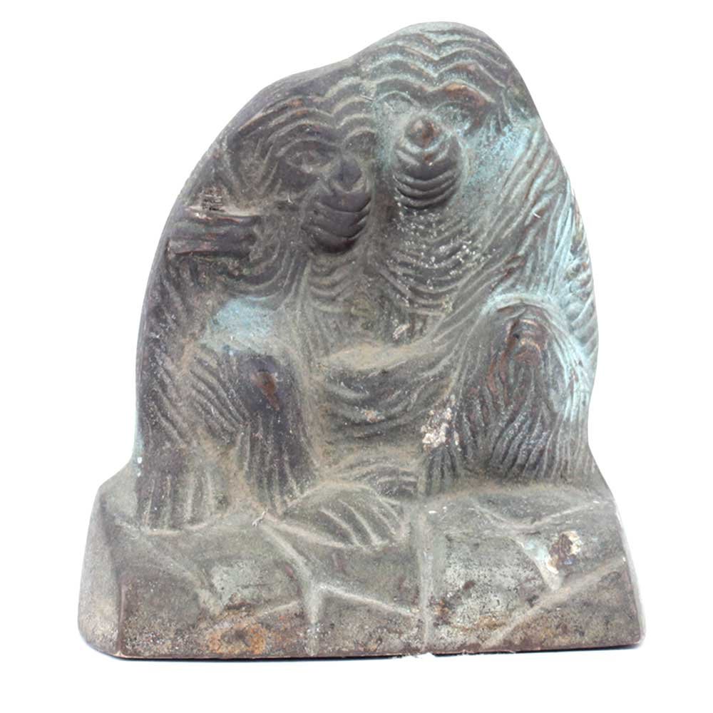 Indian-Shelf Rustic Monkey Couple Statue Showpieces | Antique Gold Brass Showpiece for Home D�cor | Table Centrepiece Gift Office Desk Figure Living Room D�cor Item