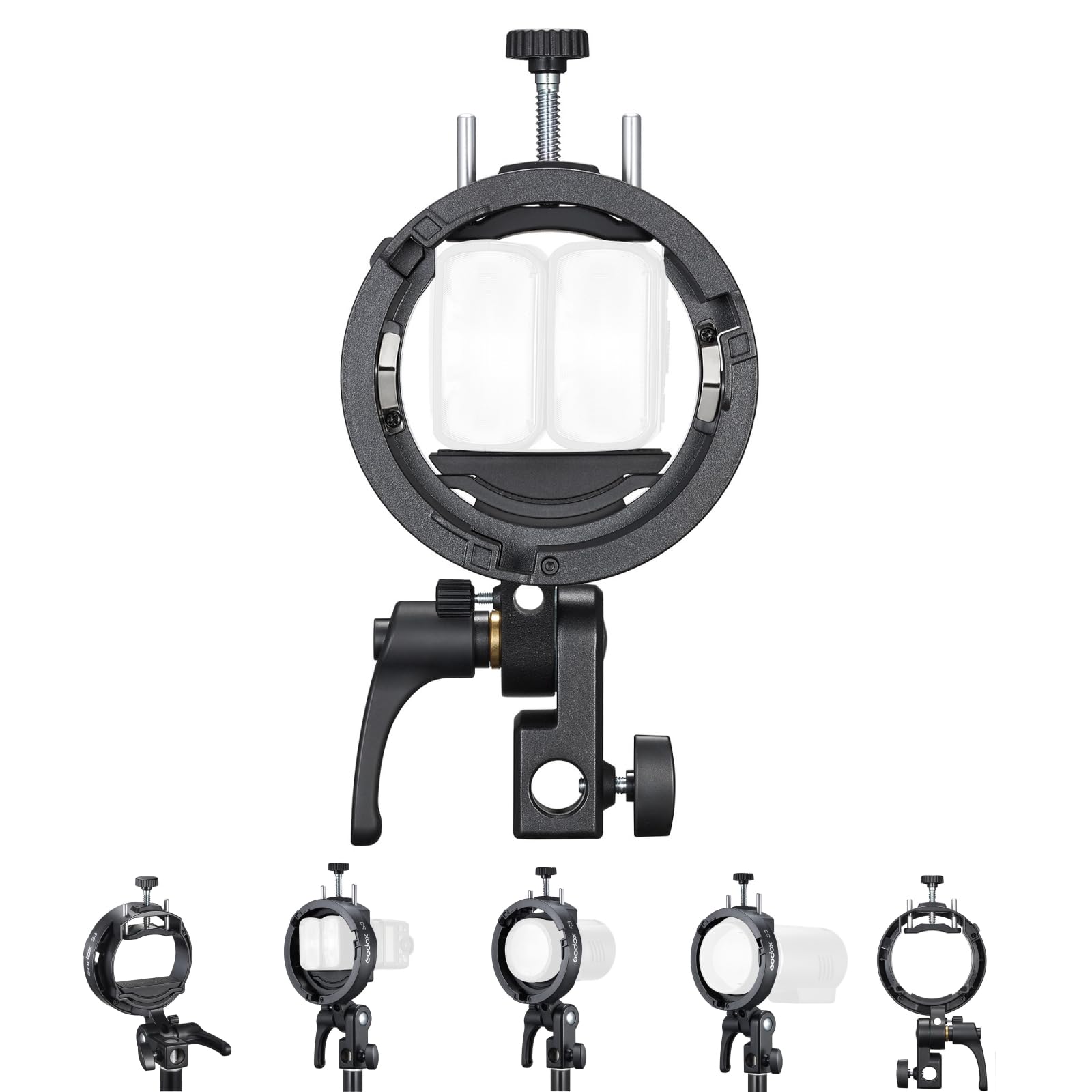 Godox Black S3 Speedlites Bracket, S2 Upgrade, S-Type Bracket Bowens Mount Holder Compatible With V100 V1pro Ad300 Ad200 Ad100 V860ii V860iii Etc.