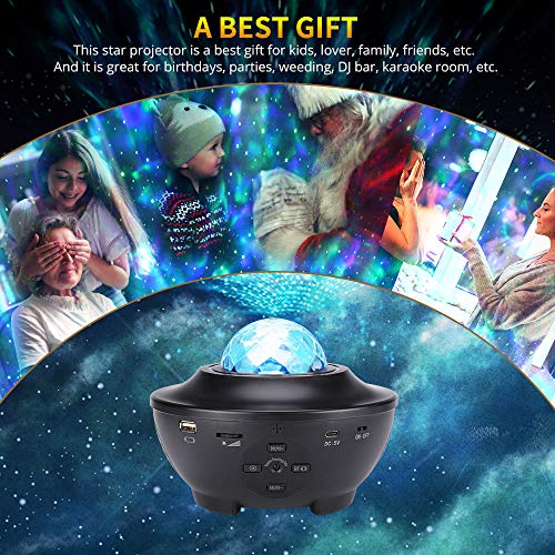 LED Sterlicht Projector,Roterende Nevel Projector Lamp, Afstandsbediening nachtlampje,van kleur veranderende… - Afbeelding 4