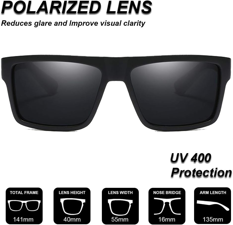 Retro Polarized Sunglasses for Men and Women Classic Vintage Square Sun Glasses UV400 Protection D918 - Image 3