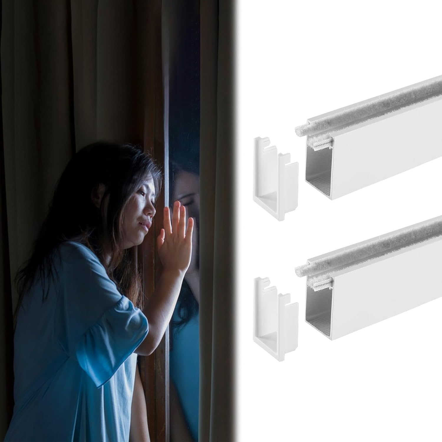 2 Pack Heavy Duty Blackout Window Shades with Side Rail Tracks – Customizable Light Proof Privacy Blinds & Gap Blockers, 180cm (70.9in) – Ideal for Total Darkness & Noise Reduction