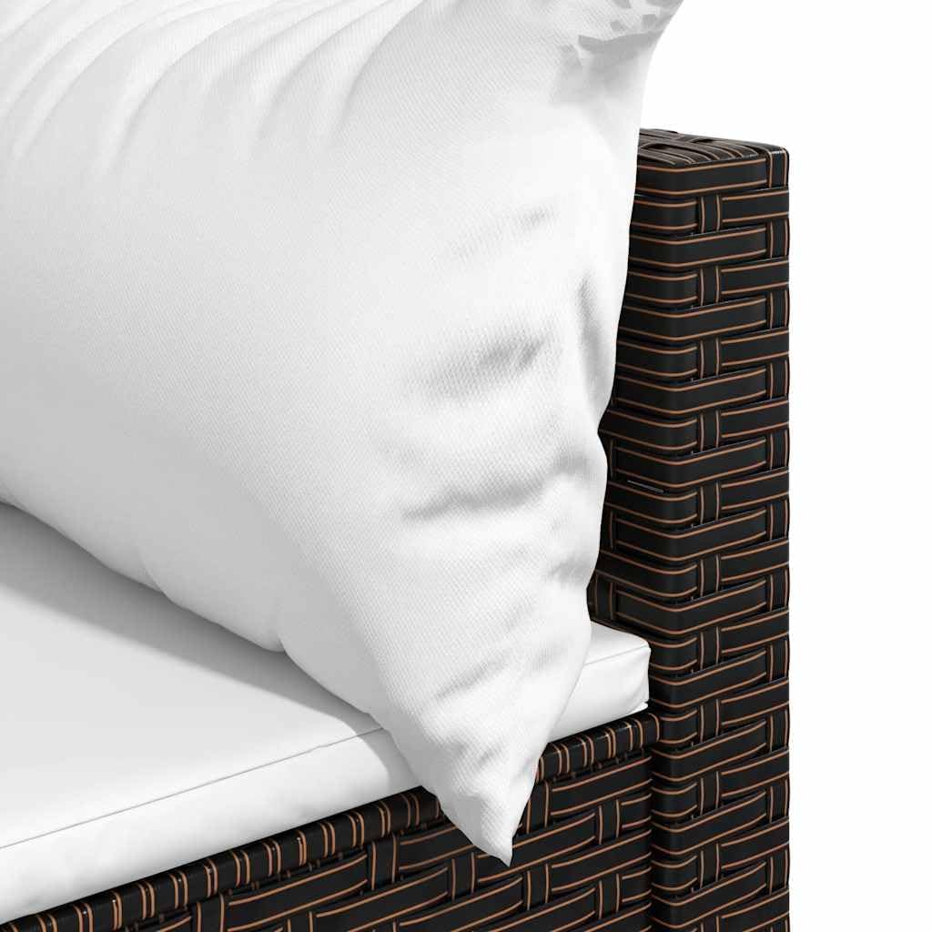 vidaXL Divano Angolare da Giardino con Cuscini in Polyrattan Marrone
