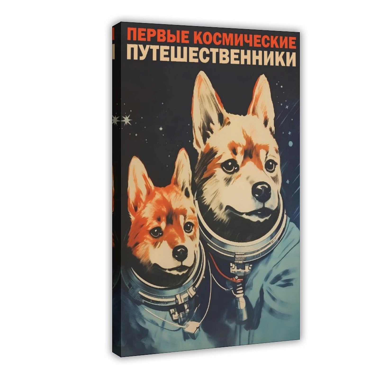 Wjwart Belka And Strelka Poster Soviet Style Canvas Poster Wall Art Print Picture Paintings 24X36inch(60X90cm)