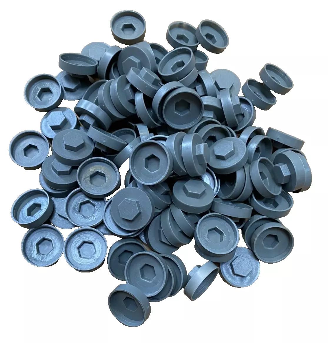 19mm Merlin Grey Plastic Hex Caps for Gash Point Roofing Tek Screws - Pack of 300
