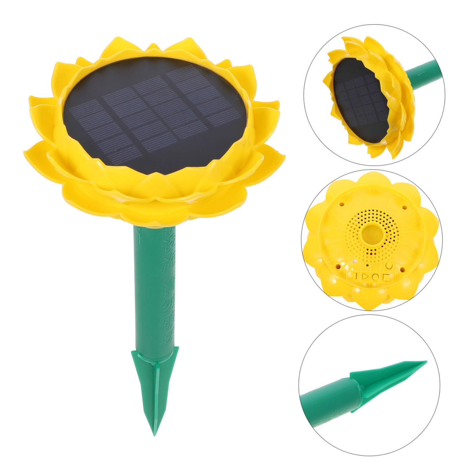 Altoparlante a Energia Solare a Forma di Loto Giallo | Capacità 500mah, Plastico, Portatile, Riproduce Musica Buddista All'aperto