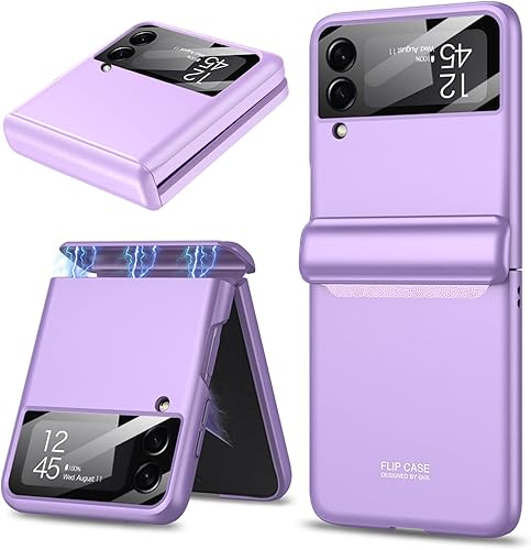 Miimall Funda compatible con Samsung Galaxy Z Flip 4, Z Flip 4 con protección magnética de bisagra + funda magnética ultrafina de policarbonato duro