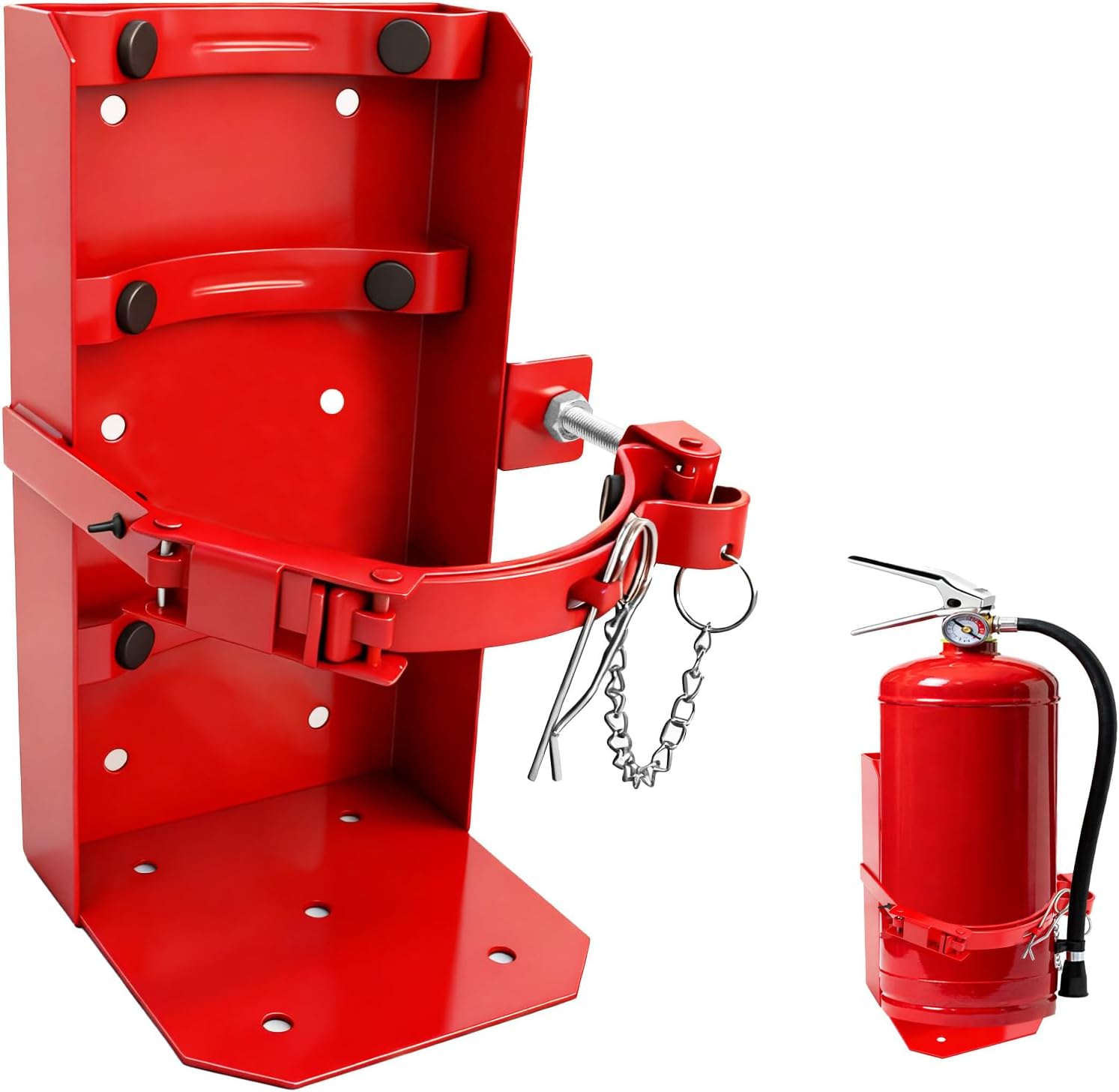 Fire Extinguisher Bracket, Heavy Duty Fire Extinguisher Wall Mount St12 Steel, Fits 20lb Dry/10lb CO2 Extinguisher Holder for School,Garage,Truck,Boat(Red,20LB)