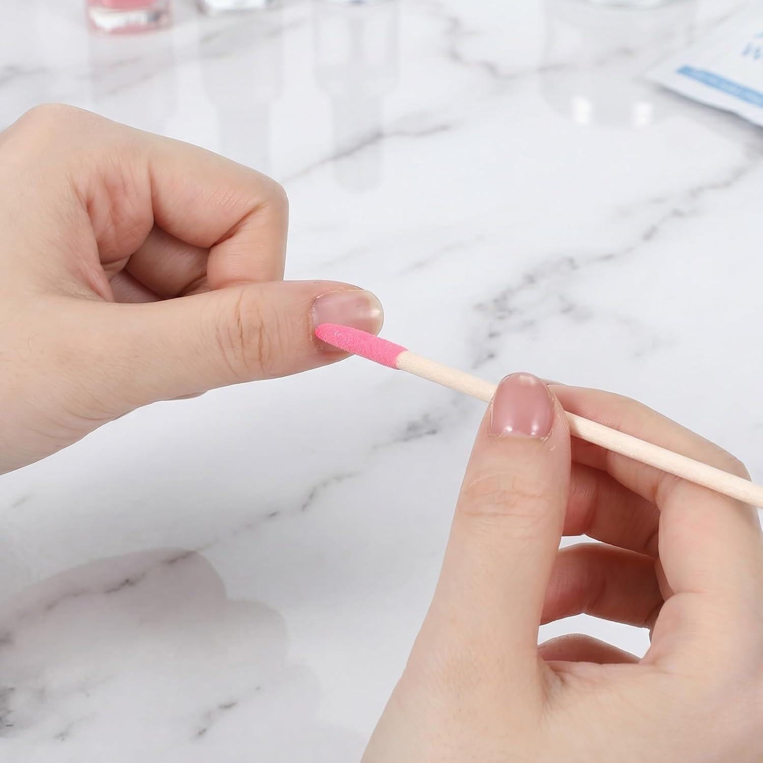 50PCS Disposable Sanding Sticks, 120/280 Grit Wooden Cuticle File Buffer with Pumice Stone Tip, Double-Headed Cuticle Pusher for Detailing Nail Care, Nail Supplies & Manicure Tools-Pink 5.4*0.2 Inch