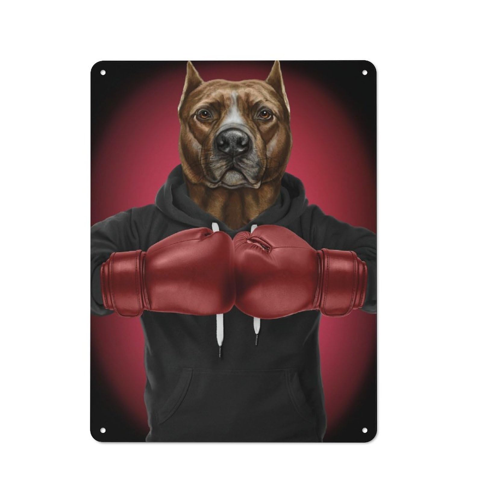 Junmoney Boxer Pit Bull Terrier Printed Metal Sign 40X30cm For Pub Or Café, With Clear Industrial Wall Decor Character