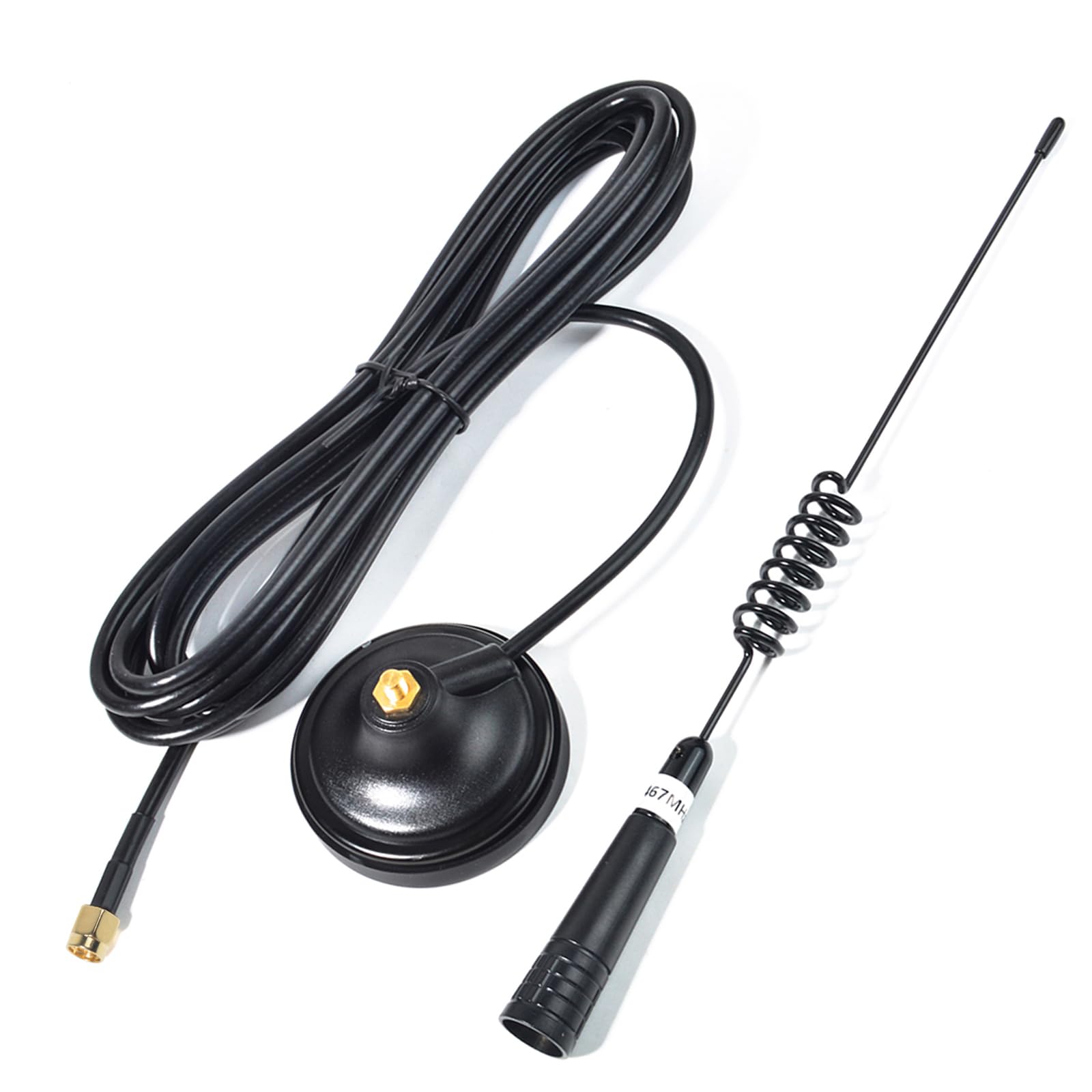 HYS Antena de base de montaje magnético de 460 a 470 MHz con cable de 13 pies con SMA macho, antena GMRS de acero inoxidable de 2.5 pulgadas para radio GMRS de mano o dispositivo móvil Cobra Midland