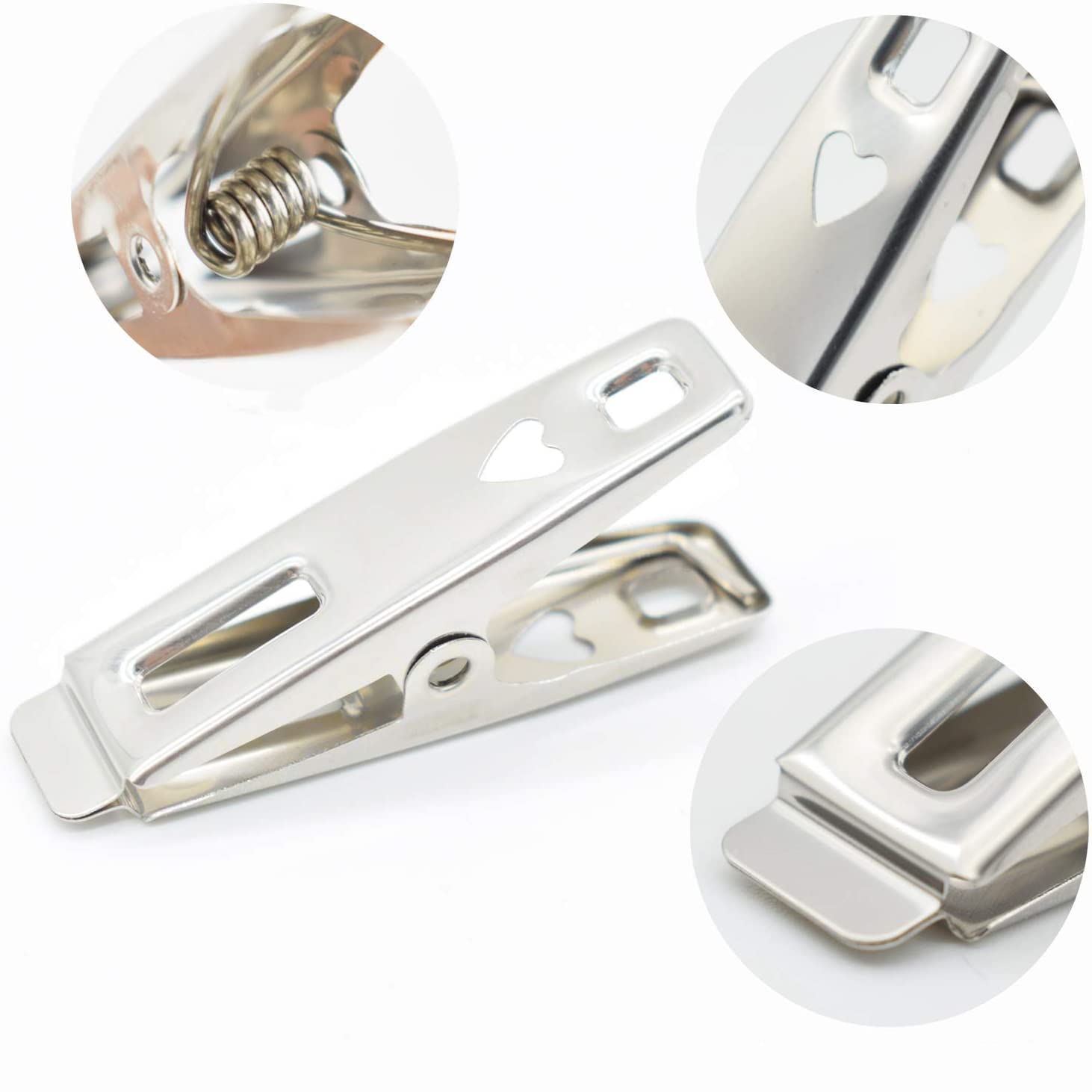 Clip a coda lunga in acciaio inox 304 con ganci, mollette universali per appendere vestiti, per cucina, bagno, ufficio, confezione da 12