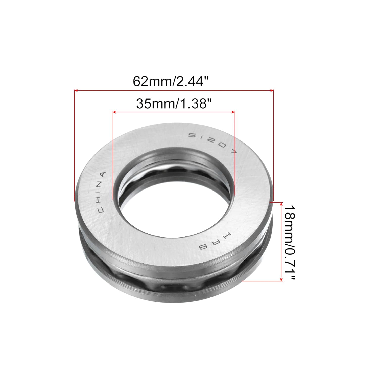 uxcell 4 Set 51207 Thrust Ball Bearings 35mm x 62mm x 18mm Plane Axial Ball Bearing Single Row Roller, Chrome Steel Good Performance (ABEC3)