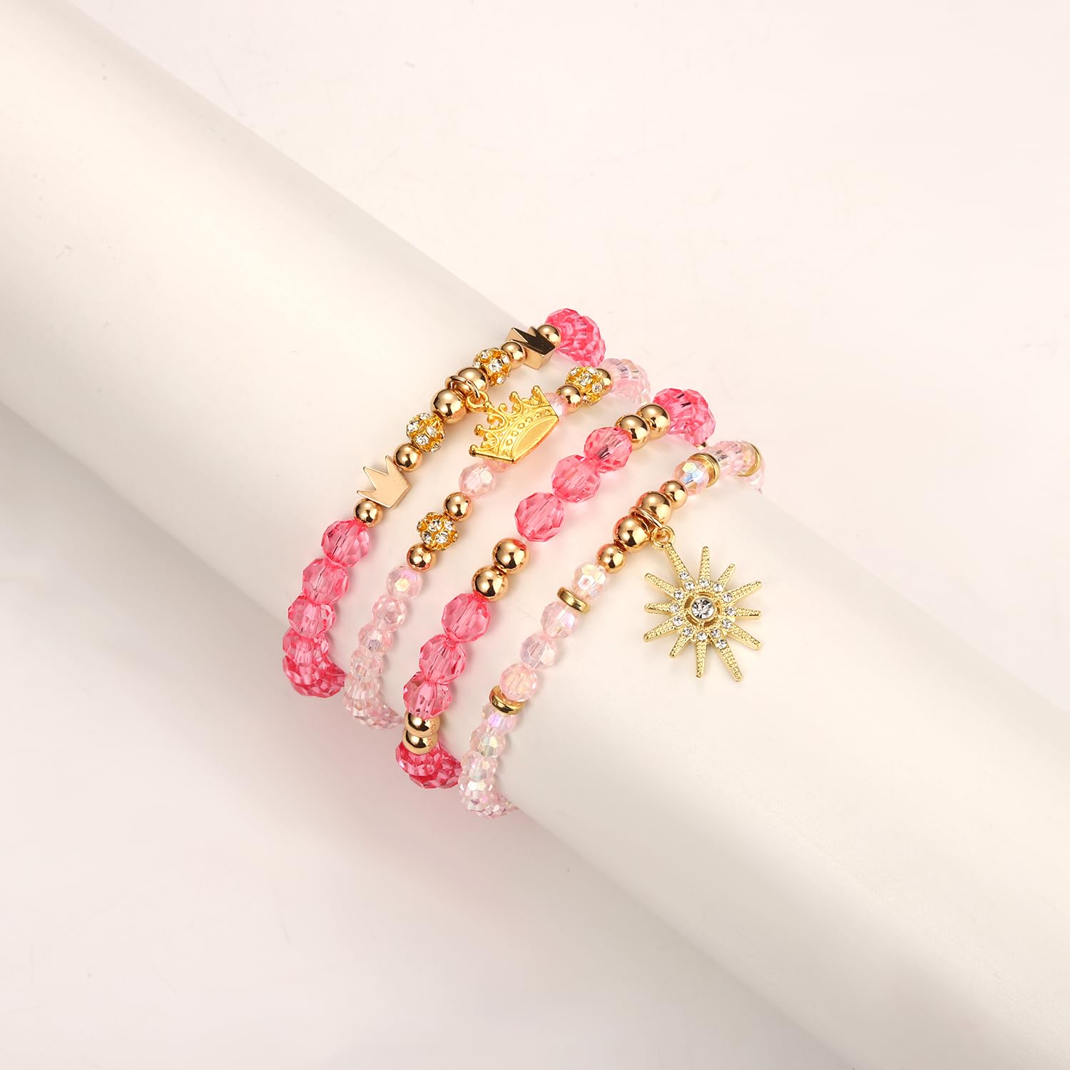 NLCAC Pink Green Witch Princess Friendship Matching Bracelets Pink Northern Star Crown Bracelets for Glinda Fans Witch Merch Jewelry BFF Couples Accessories Gifts