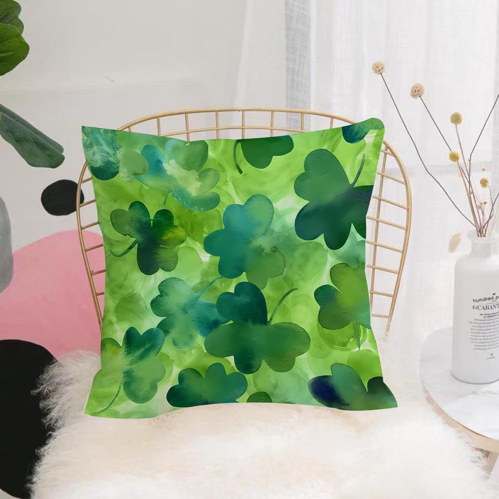 HYOSXW Cushion Cover,Throw Pillow Case Home Decorative for Living Room Bedroom Sofa Chair 16X16 Inch,A seamless background pattern with vibrant hand drawn watercolor shamrocks on a,Pillowcase 40X40cm