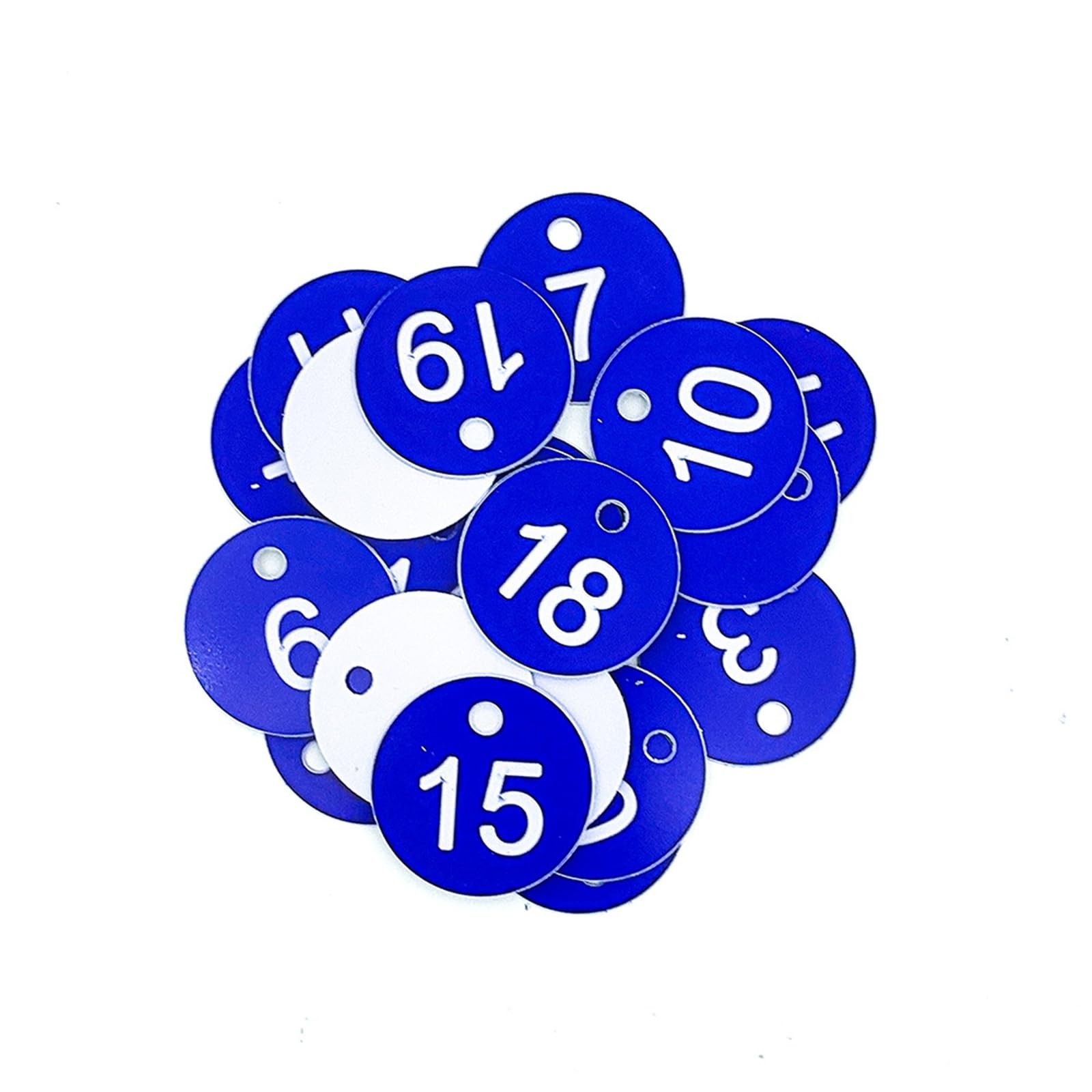 Beehive Identification Tags Numbered Punched Number Engraved Round Plastic with Holes(Blue 1-20)