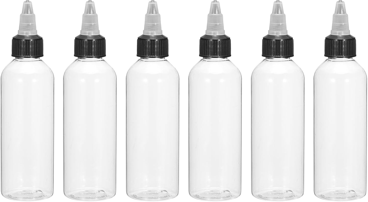 MECCANIXITY 6Pcs 2.7oz/80ml Squeeze Bottles, Clear Dispensing Bottles with Twist Cap Lids, Plastic Squirt Bottle for Ketchup, Mustard,and Crafts