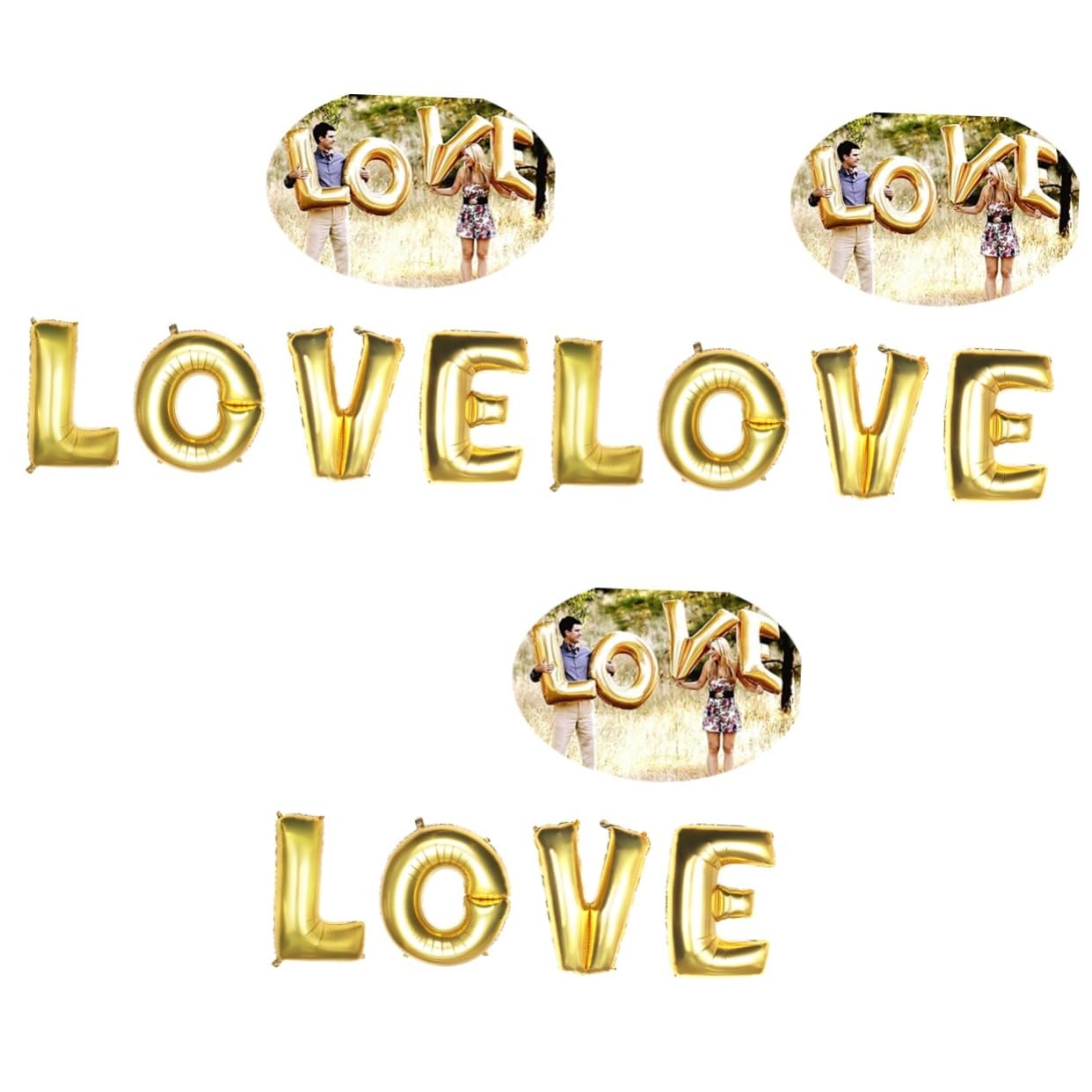 STOBAZA 3pezzi Palloncini Love Oro Per Decorazioni Romantiche Di Matrimoni e Feste Di Compleanno Di Lettere Riempiabile Con Elio o Aria