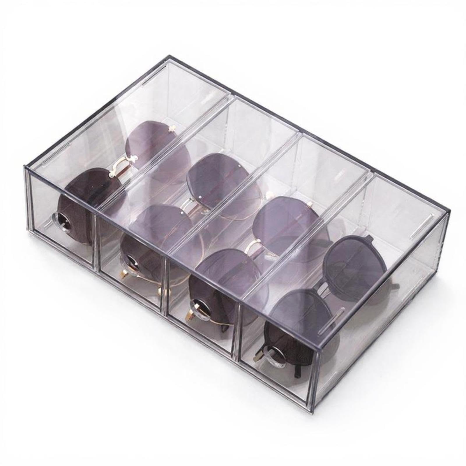 Acrylic Sunglasses Organizer, Clear Drawer Storage Box, Stackable Dustproof Display Case for Desk, Makeup, Jewelry Drawer 1pc