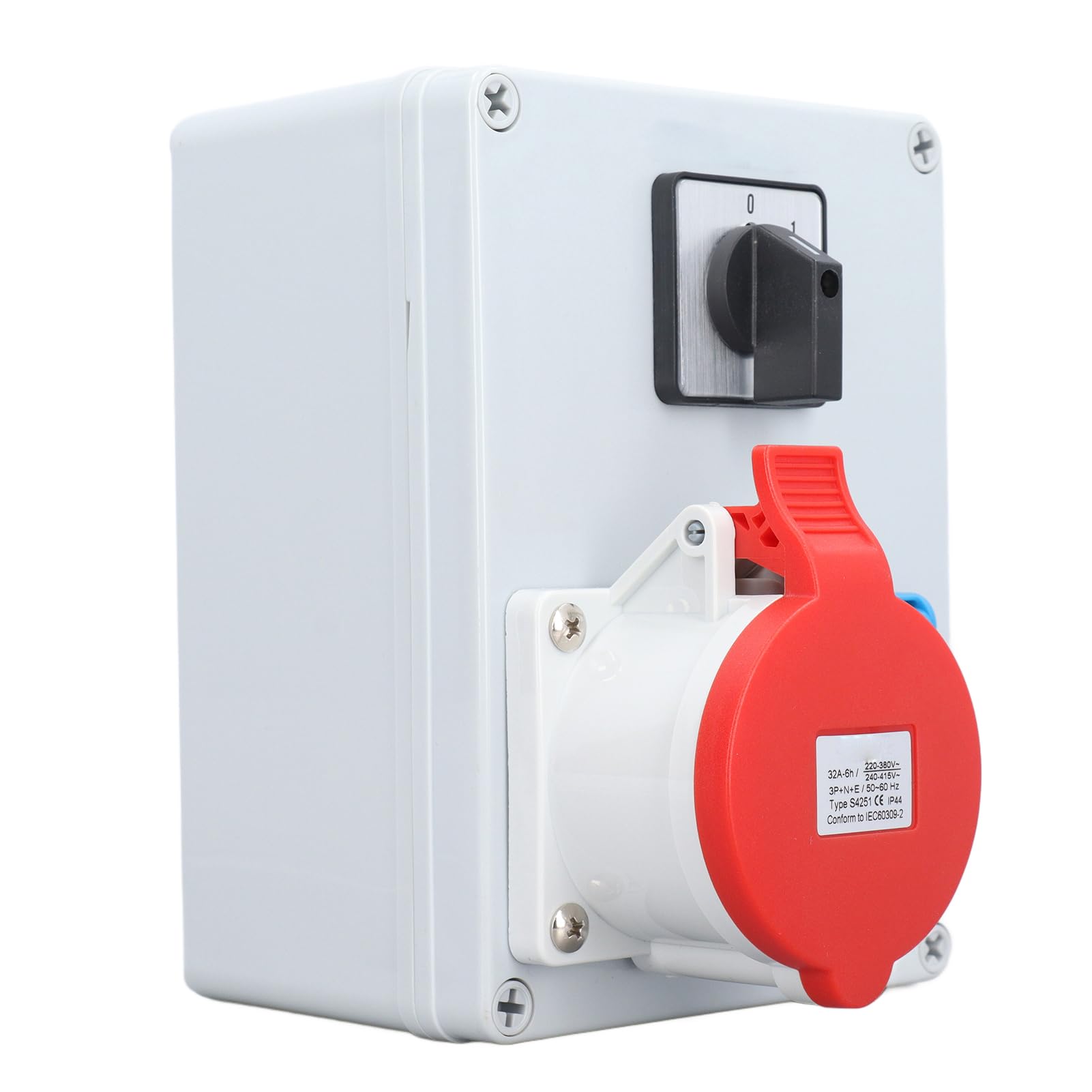 Hyuduo CEE-Wandsteckdose, ABS-Stromverteilerbox, 5P, 32 A, 16 A, IP44, Wasserdicht, mit 2-Stufen-Knopfschalter für Baustellen, Werkstätten, Vorübergehende Stromnutzung