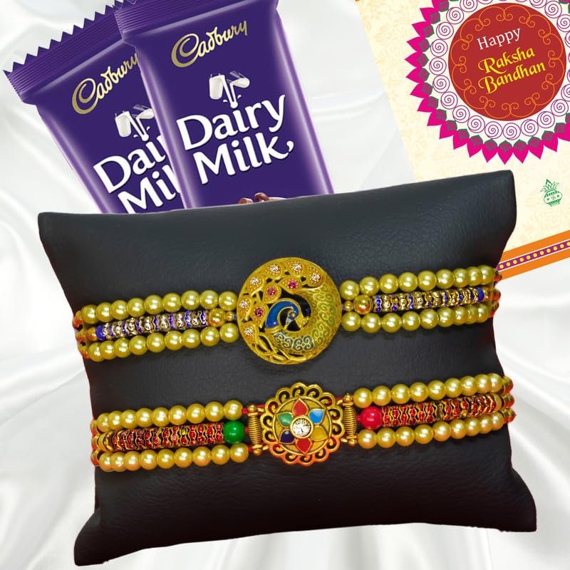 Canton Rakhi Combo Gift Hamper Pack of 2 Rakhi For Brother With Chocolate, Rakhi With Cadbury Dairy Milk, Greeting Card & Roli Tilak (Design-1, 2 Rakhi With Cadbury) (B0D74YDTLS) Amazon Price History, Amazon Price Tracker
