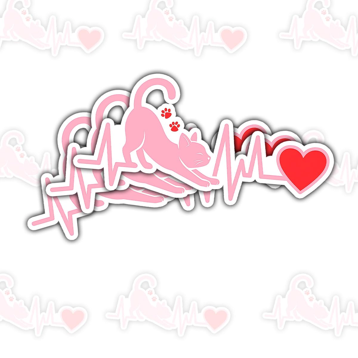 Calcomanías de diagrama de gatos y corazones, juego de 3 pegatinas de mascotas para laptop