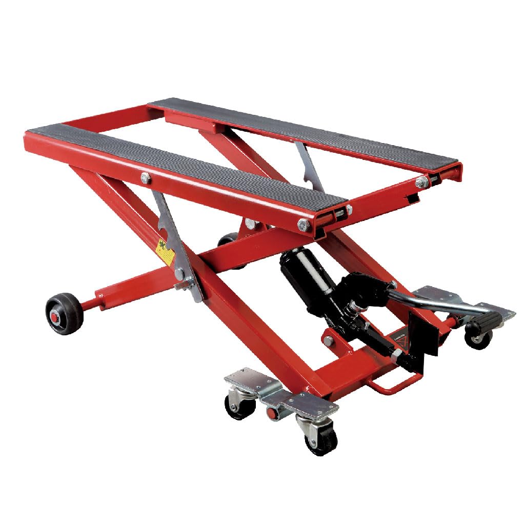 Elevador de Motos 450 kg – Plataforma Hidráulica 11 a 40 cm – Soporte Moto Taller con Sistema de Bloqueo – Base Antideslizante para Reparación y Mantenimiento