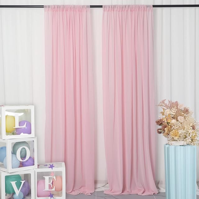 ShinyBeauty Pink Chiffon Backdrop Curtain 2 Panels 29x108-Inch Wedding Chiffon Backdrop Drapes Beach Curtains for Living Room Voile Window Curtain Photography Backdrop for Wedding Ceremony