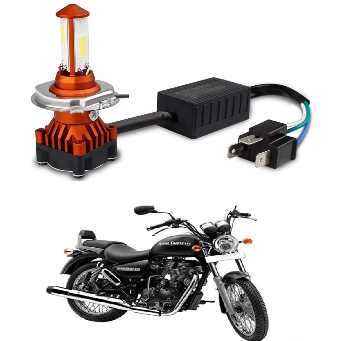Olmeo OLM-CYT-H4-81 LED Headlight Bulb with H4 Fitting GOLDEN 40 WATT Hi/Low Beam for Royal Enfield Thunderbird 500