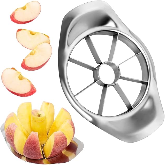 Apple Corer Slicer Stainless Steel Apple Slicer Apple Slicer Fruit Slicer Fruit Cutter Divider Sharp Apple Cutter Corer Remover Easy Grip Handle With 8 Blades For Apple Pear Orange Tomato Potato Lemon
