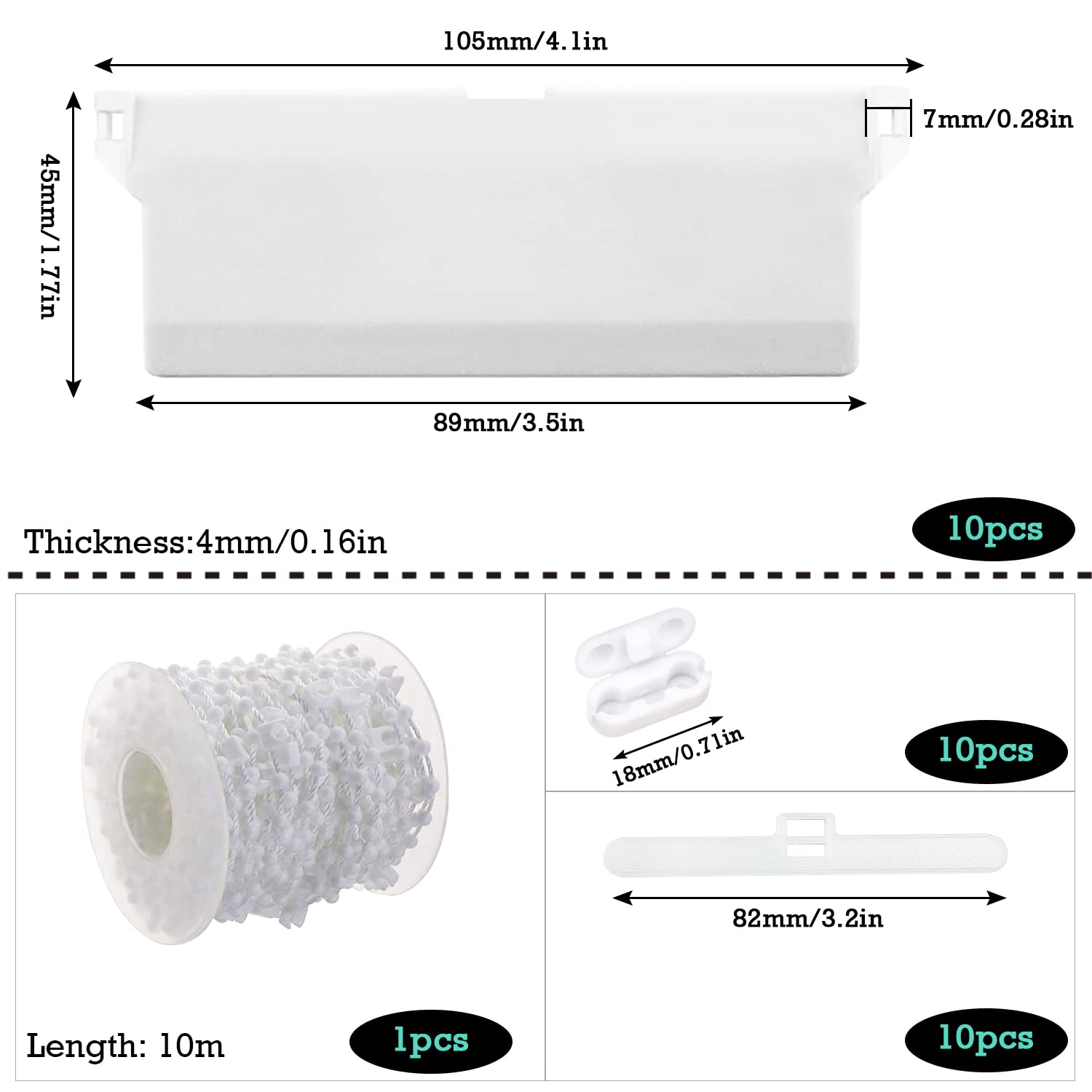 Poids Pour Stores Verticaux - 10 Plaques De Lestage Blanc 89mm