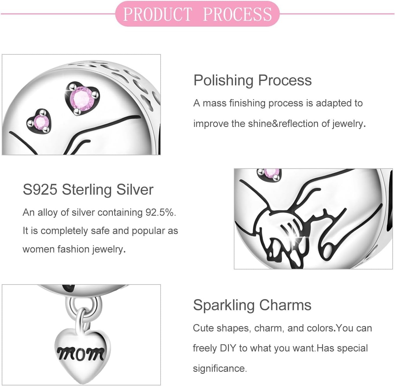 925 Sterling Silver Bead Charm for Pandora Bracelets and Necklaces,Pink Bow Cherry Butterfly Pendant Bead Charms Jewelry Present Valentines Gifts for Wife/Girlfriend Women - Image 5