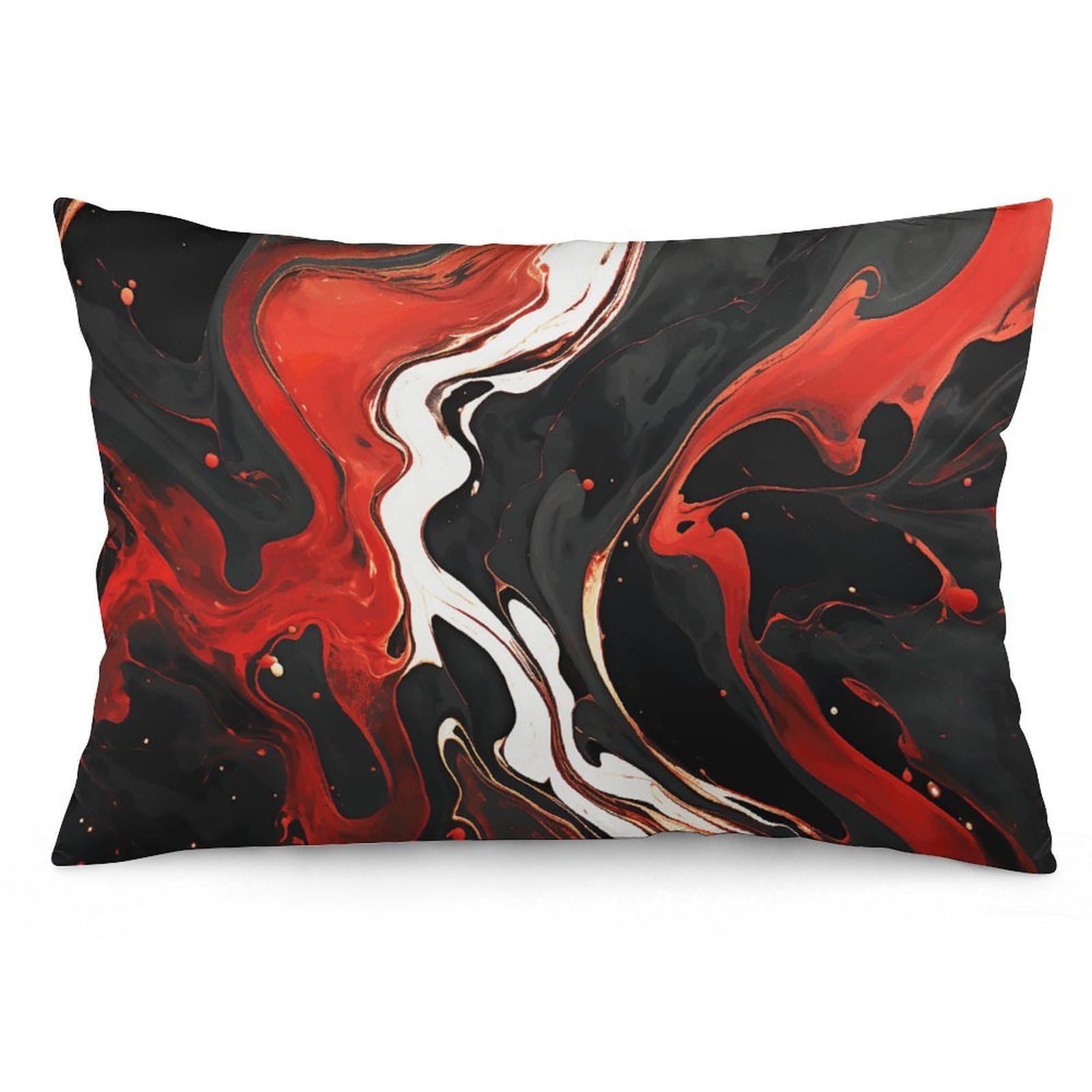 2 Pack Pillow Cases for Hair and Skin, Soft Breathable Pillow Case Covers with Hidden Zipper, Black and Red Marble Pillowcase 20"x30" Pillow Covers for Sleeping Gift