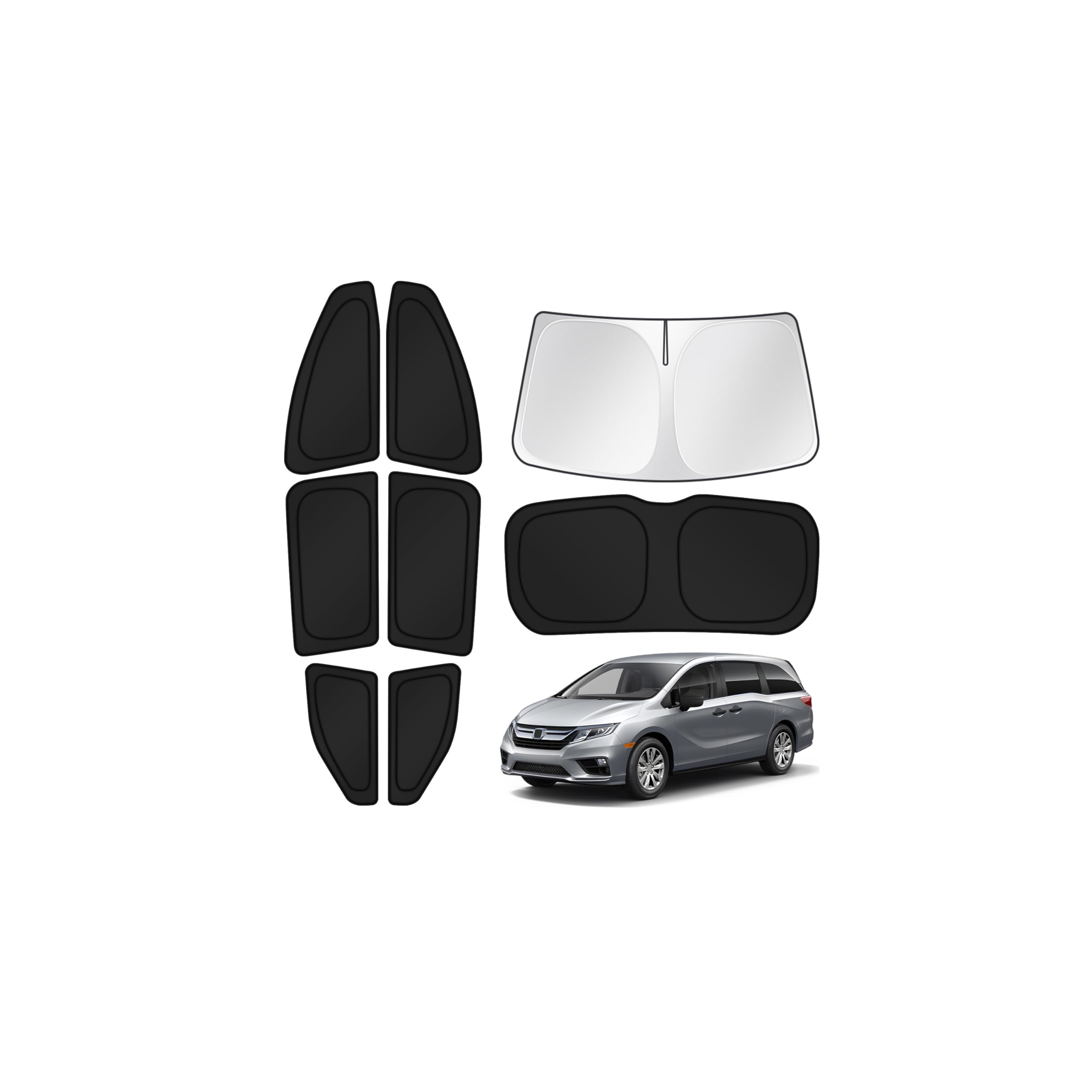 Canvcle Window Shades for 2018-2025 2026 Honda Odyssey Accessories Windshield Sun Shade Side Rear Window Cover Sunshade Sun Visor Shield Privacy Protection for Camping Keep Vehicle Cool Black 8PCS