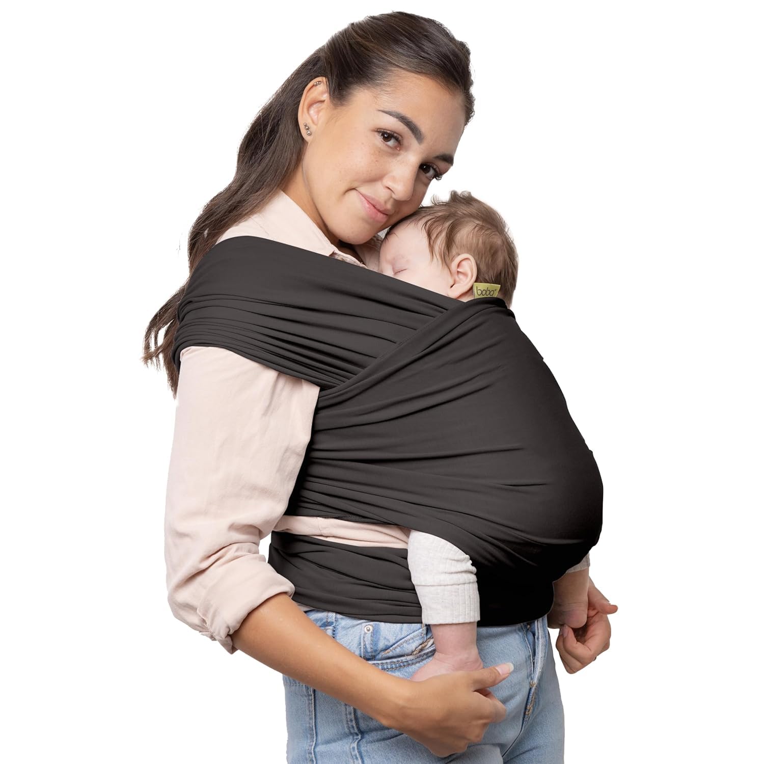 Boba Baby Wrap Carrier – Original Baby Sling Carrier for Newborns (7–35 lbs), Soft, Secure, Hands-Free & Ergonomic, Ideal for Comfortable Bonding, New Parents (Organic Dark Grey)