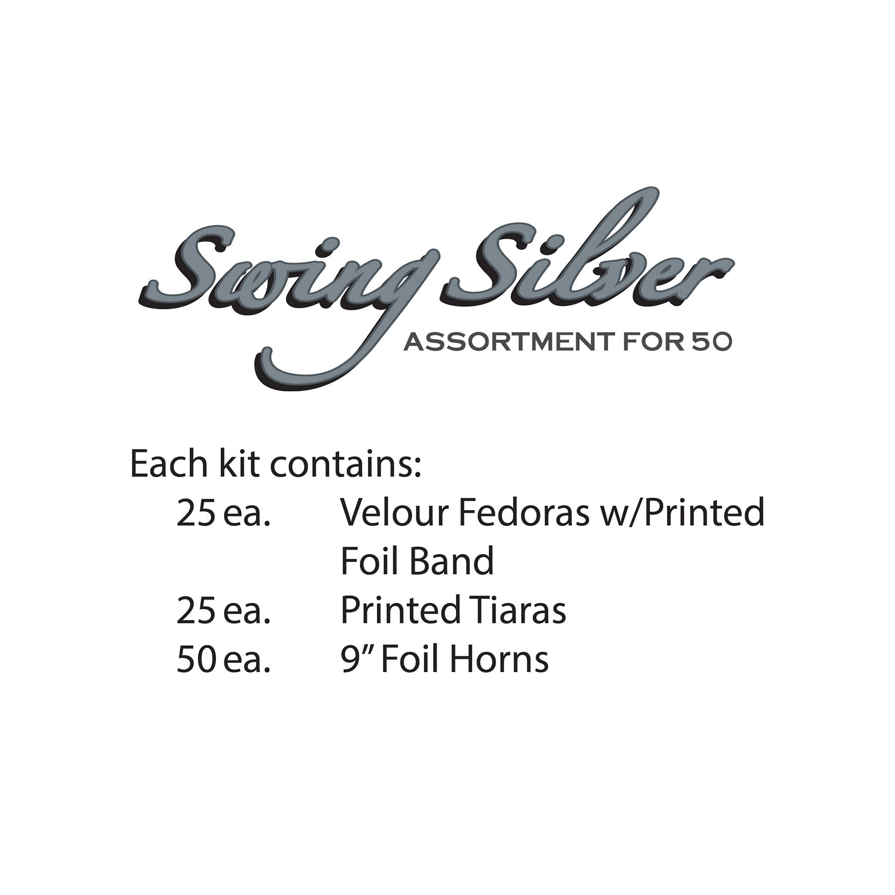 Beistle 88595BKS50 Silberne Schaukel Partygeschenke, 1 pro Packung Silver Swing Sortiment für 50 Personen, Nicht zutreffend, schwarz/silber