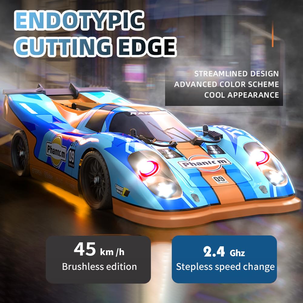 Skala 1:16 45 Km/H Rc Drift Car Z Silnikiem Bezszczotkowym, 4wd, Obudową Przeciwwybuchową Z Pvc, Proporcjonalnym Układem Kierowniczym I Przepustnicą, Kolorowymi światłami Do Wyścigów (Blue)