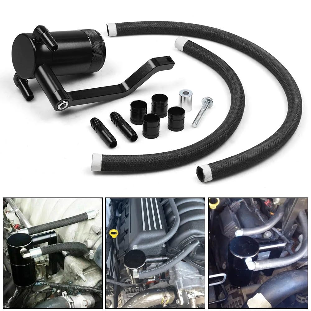 Aluminiowy pojemnik do ściągania oleju 0,18 l z przegrodą pasujący do Ram 1500 2500 3500 5,7 l 6,4 l HEMI 2009-2019 TT102252 Zbiornik Wspomagania Do Samochodu(Black)