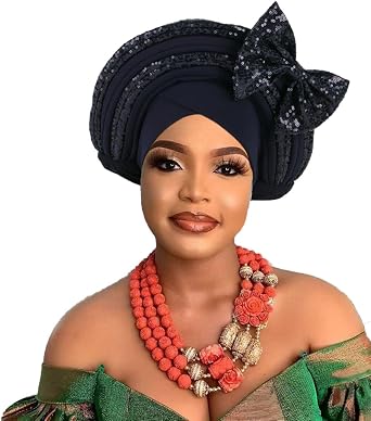 Sweet Bowtie Auto Gele Headtie African Womens Head Wraps Nigeria Wedding Geles Party Headgear Lady Turban Cap