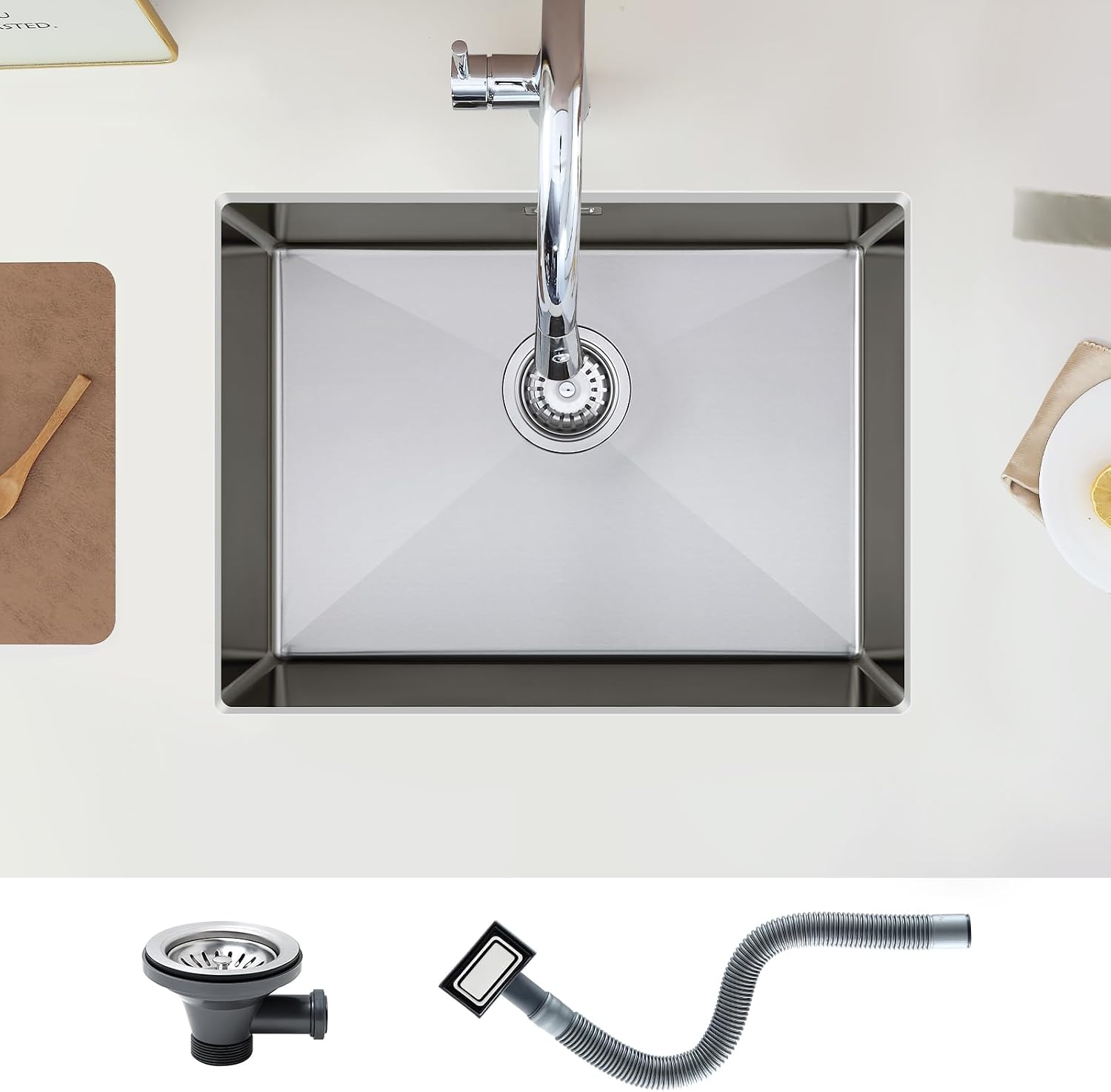 Kitchen Sink Stainless Steel from 65 cm Base Cabinet Nano Silver