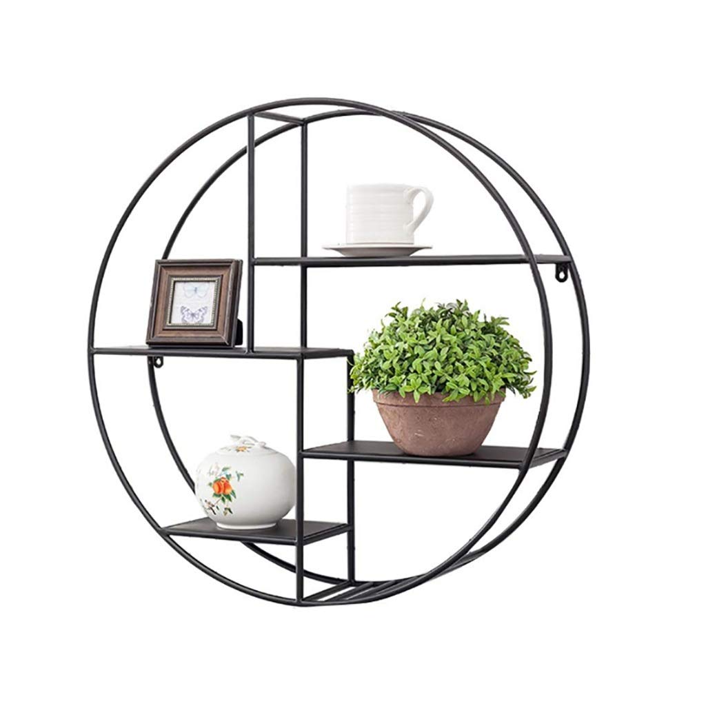GJ-zsj Floating Shelves Round Black Hanging Wall Shelf Decorative Wall Mounted Iron Floating Shelf for Home Office Decoration Decorative Accessories