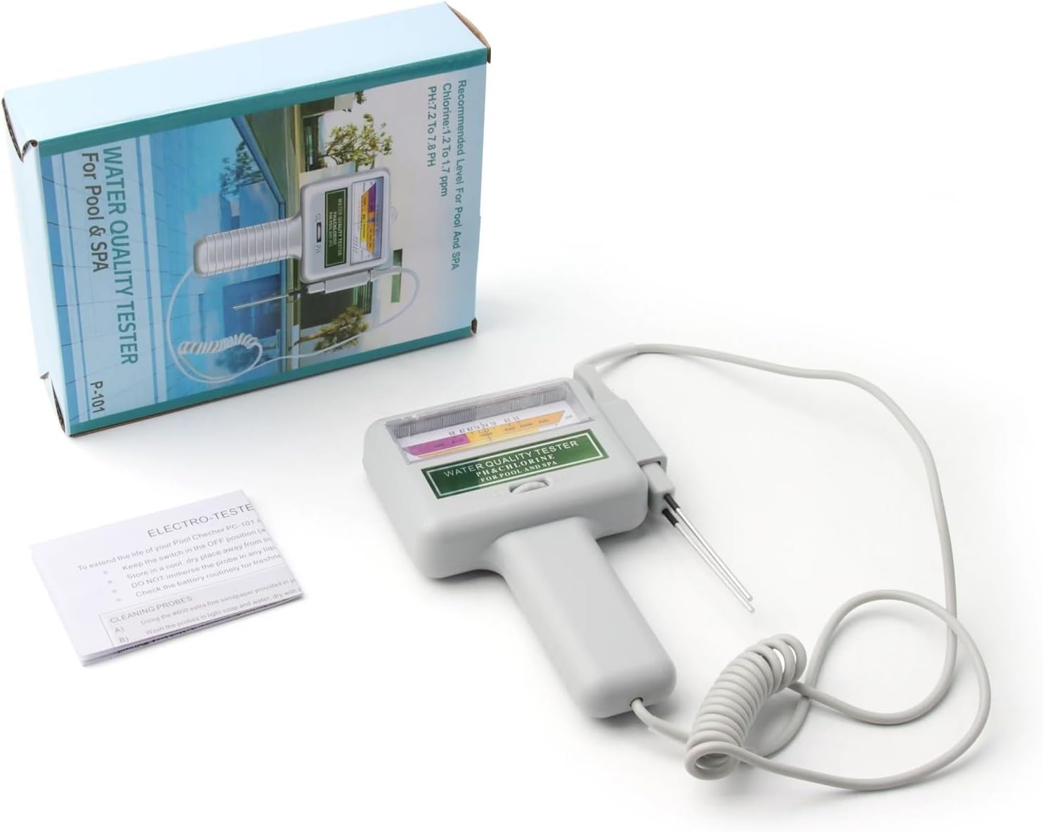 Soil PH Tester, 2 in 1 PH & CL2 Meter Swimming Pool Spa Chlorine Monitor Tester PC101 Aquarium Hot Spring Water Quality Analytical Device, Garden, Plant Cultivation