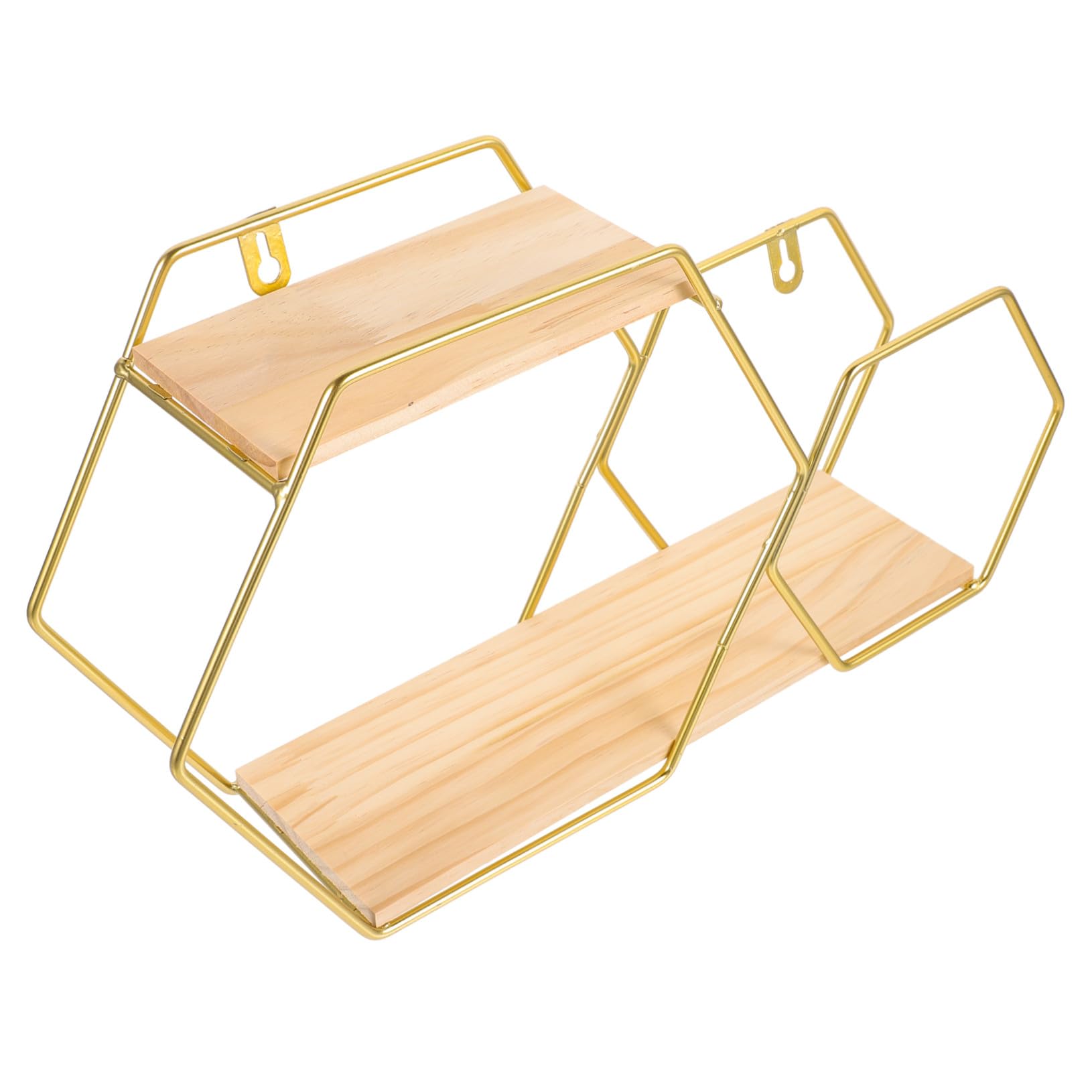 Étagère murale dorée hexagonale : design chic et finitions premium