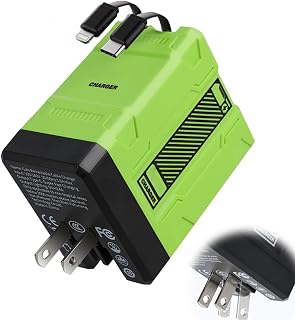 2 in 1 GaN Charger,120W Charger,All in 1 Foldable Charging Adapter Wall Plug,with Type C Cable and Lightning,Fast Chargingfor Phone and Laptops (Green)