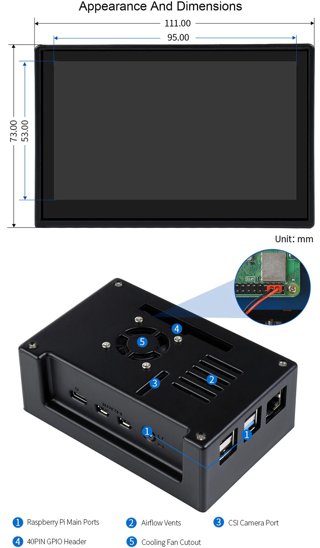 Amazon.co.jp: Raspberry Pi 4B用ケース付き4.3インチDSI LCD